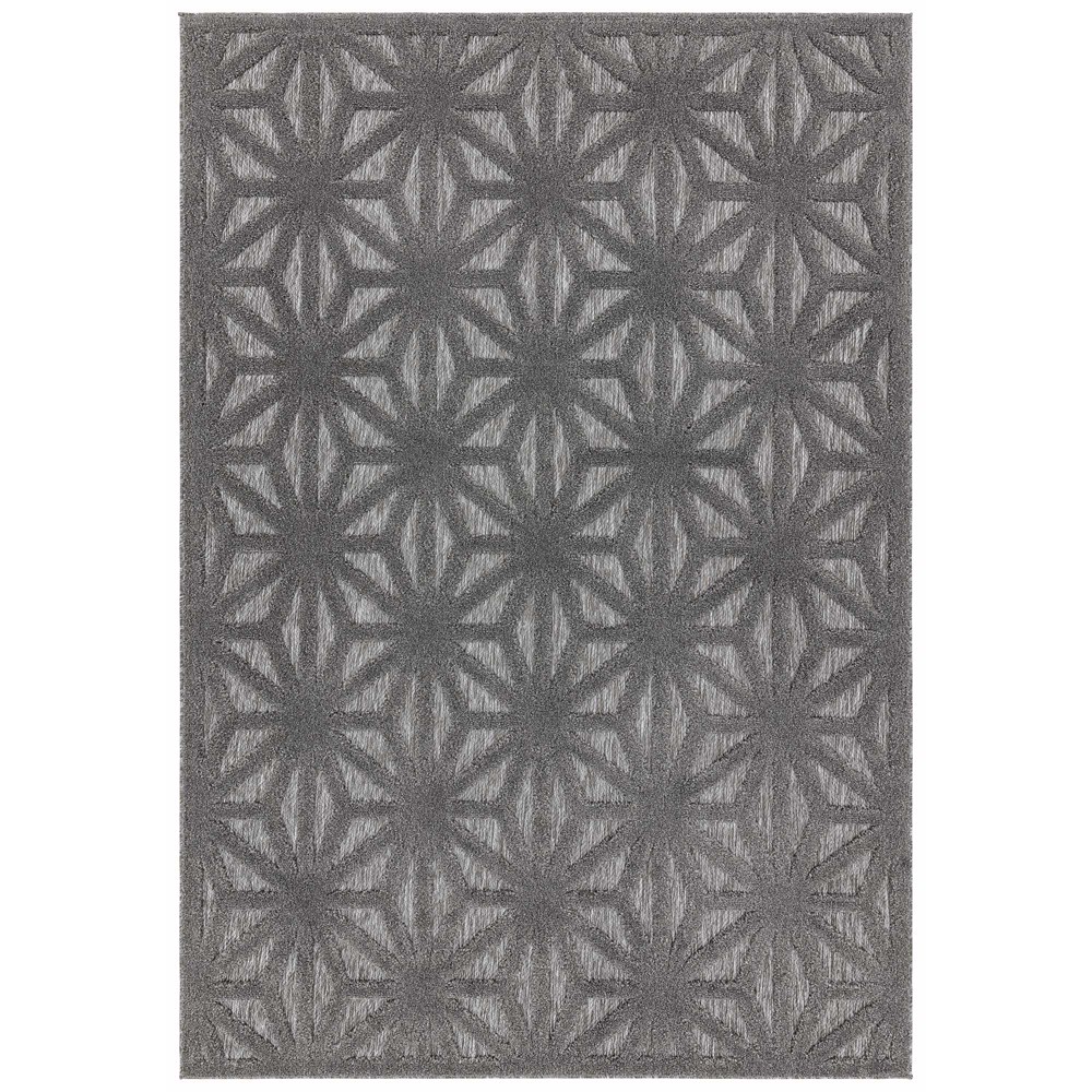 Salta Star Geometric Outdoor Rugs in SA01 Grey